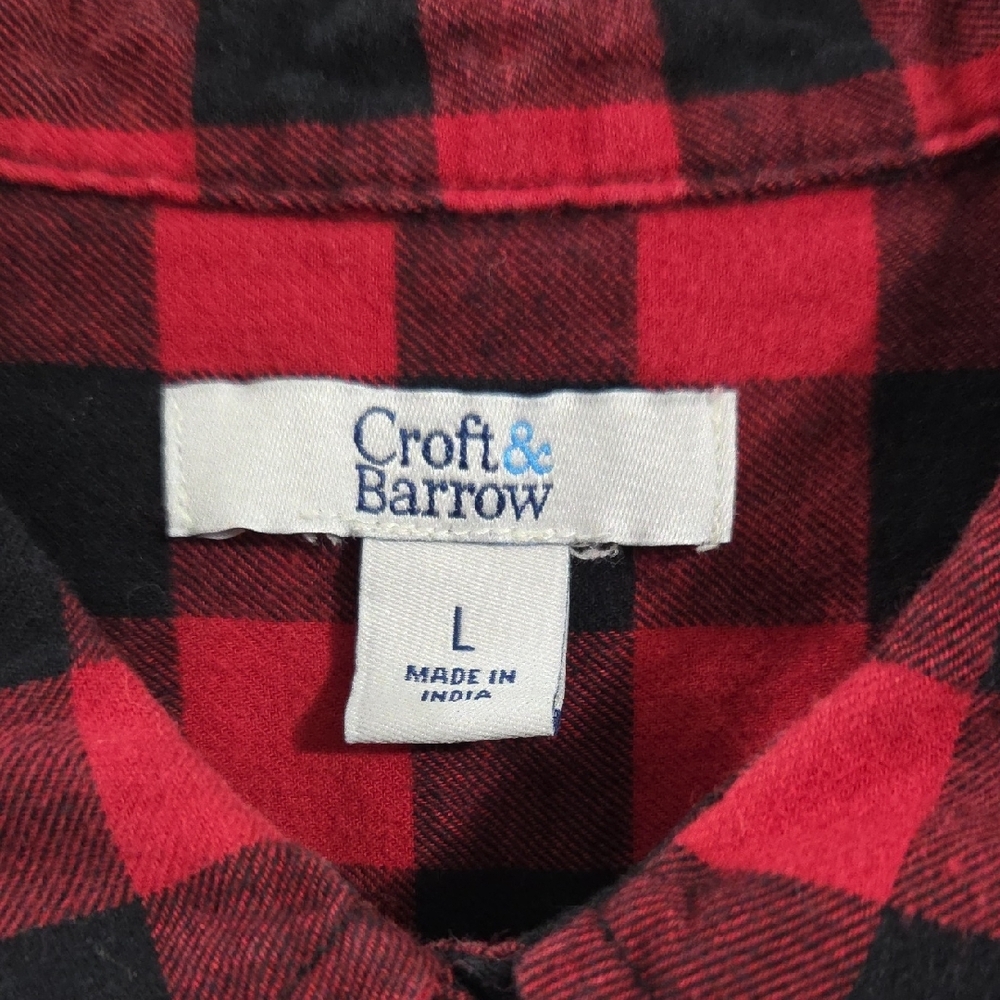 Croft & Barrow Red and Black Plaid Button Down Shirt - Picture 2 of 4